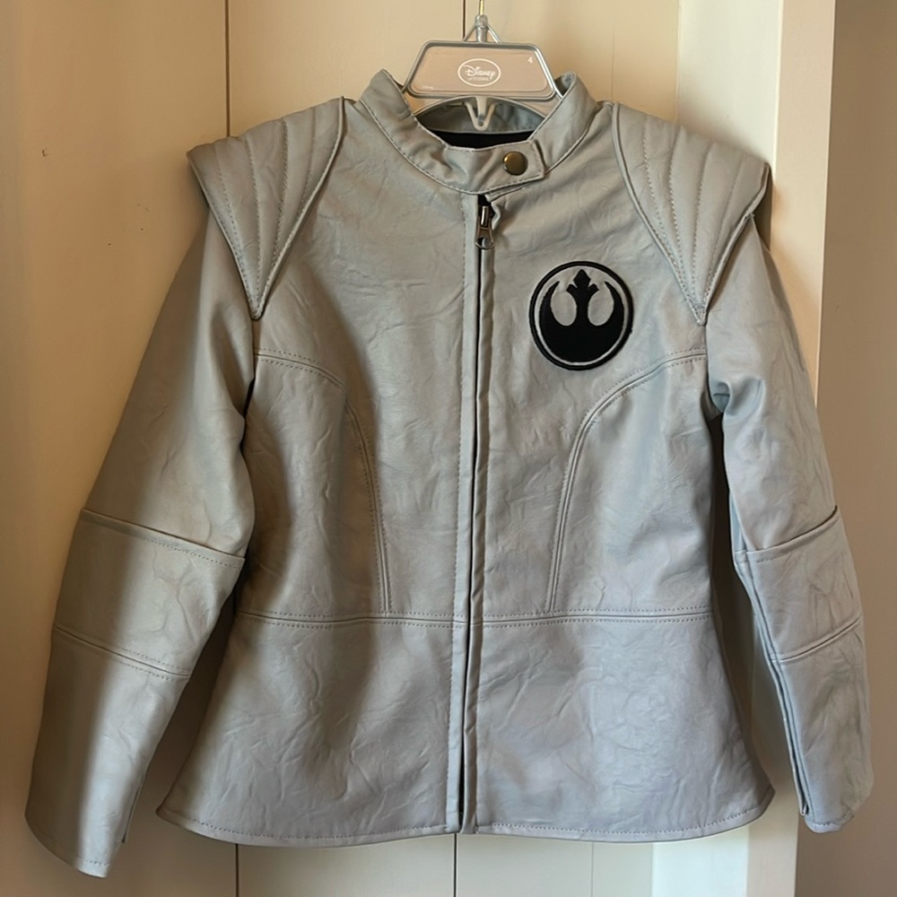 NWT! Disney Store Star Wars Rebel Alliance Grey Faux Letter Jacket Size 4